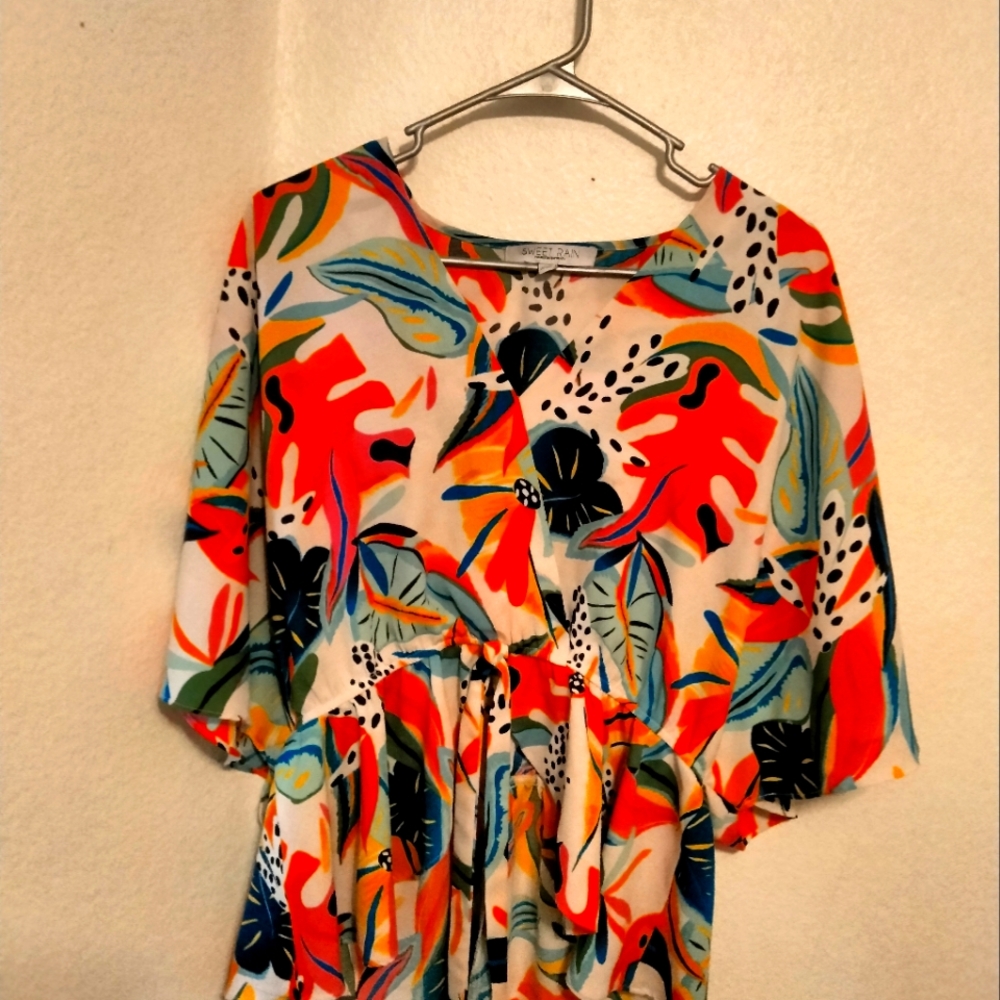 Sweet Rain Floral short sleeve women shirt